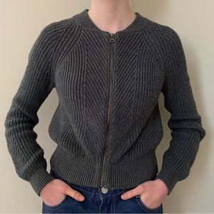 Gap Ribbed Bomber Sweater (heather grey, size XS)